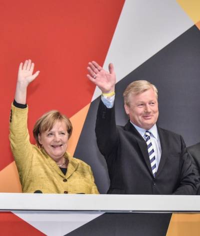Angela Merkel und Bernd Althusmann in Hildesheim am 27.09.2017.