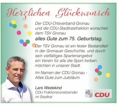 Happy Birthday zum 75. Geburtstag an den TSV Gronau - 10.10.2020 - LDZ. 