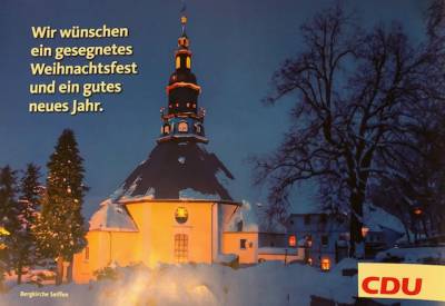 Gesegnete Weihnachten und ein gutes neues Jahr - CDU Weihnachtsgru� im Dezember 2020. 