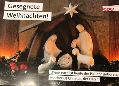Gesegnete Weihnachten 2020 - CDU-Gru� der Niedersachsen-Union im Dezember 2020. 