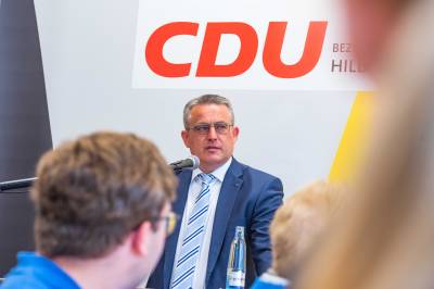 Lars Wedekind bei der Nominierungsrede zum Kreisvorsitz der CDU Hildesheim in H�nze am 04.11.2023. Foto: Heiko Stumpe ! 