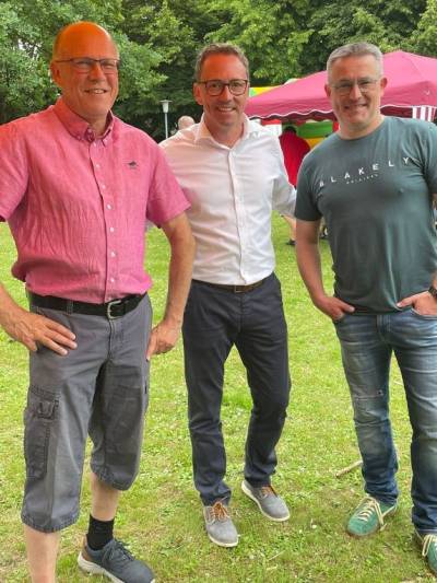 Dietmar Zimmer (CDU), Volker Senftleben (SPD) und Lars Wedekind (CDU) beim Familienfest der SPD Gronau (Leine) am 15.06.2025 ! 