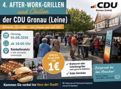 4. After-Work-Grillen und Chillen steht fest - 04.08.2026 ab 18.00 Uhr !!! 