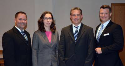 Nominierung zum Kandidaten am 02.10.2015 in der Gr�nen Aue in Gronau, mit Oliver Schmidt, Corinna Fischer und Alexander Peetz (von links nach rechts).