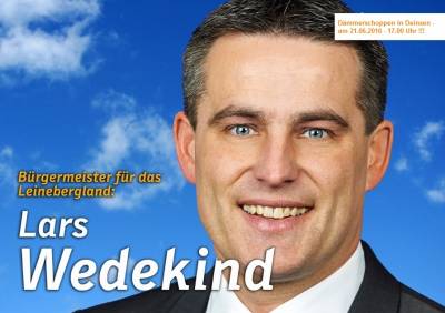 Lars Wedekind ist zu Gast beim D�mmerschoppen des CDU-Ortsverbandes Eime/Deinsen am 21.06.2016 ab 17.00 Uhr am Dorfgemeinschaftshaus in Deinsen.